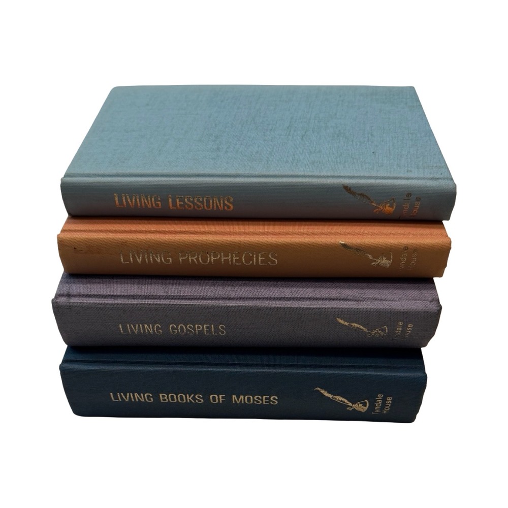 Vintage Tyndale House Living Books Set 4 Hardcover 1960s Religious Pastel Decor